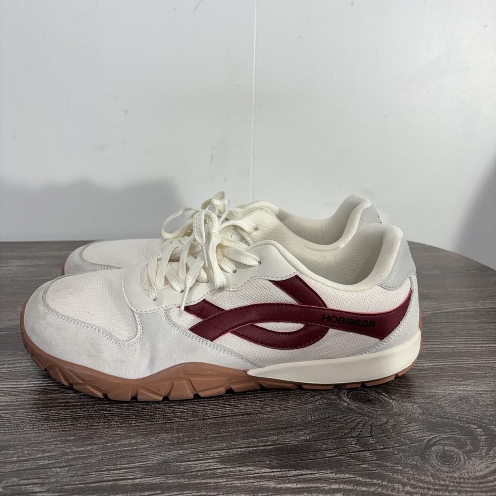 HOBIBEAR Shoes Mens Size 10.5 White Maroon Running Athletic Sneaker WS61157171 - Picture 2 of 10